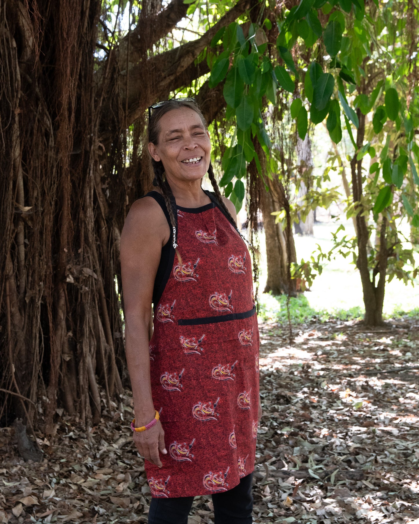 Aboriginal Cotton Apron with Ginga (Crocodile)