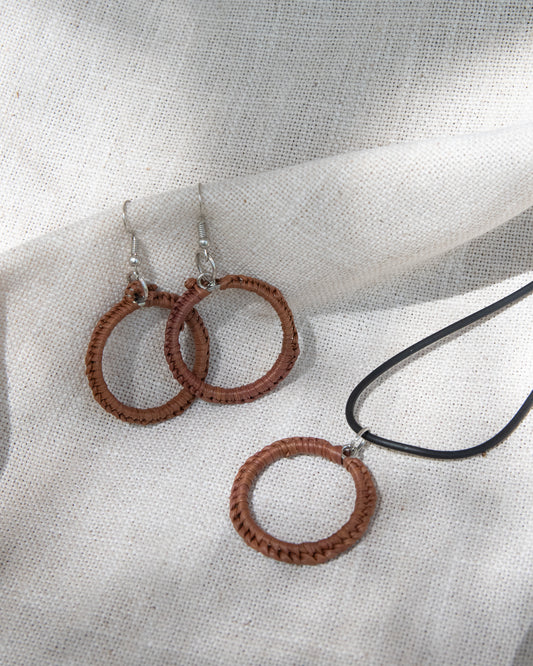 Woven Pandanus Earrings & Necklace Set by Elonda Nadjow