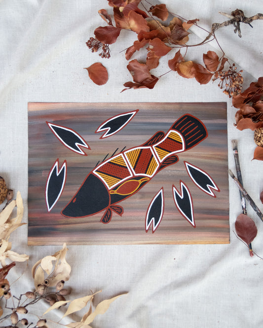 Kakadu artist Karl Haala artwork featuring Barramundi