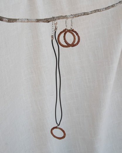 Woven Pandanus Earrings & Necklace Set by Elonda Nadjow