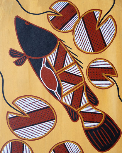 Aboriginal painting featuring barramundi