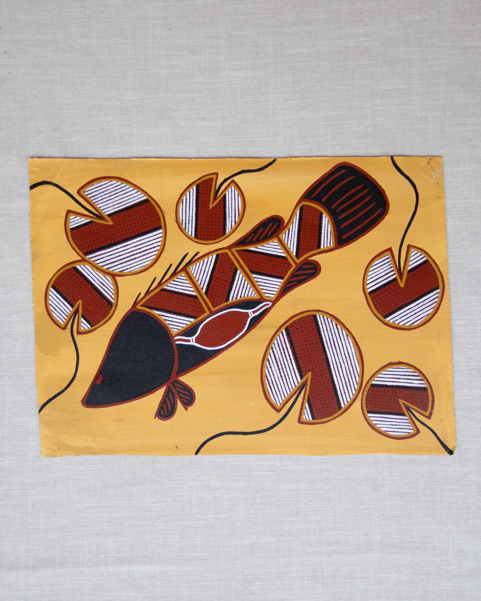 lilly pads and barramundi aboriginal artwork Kakadu
